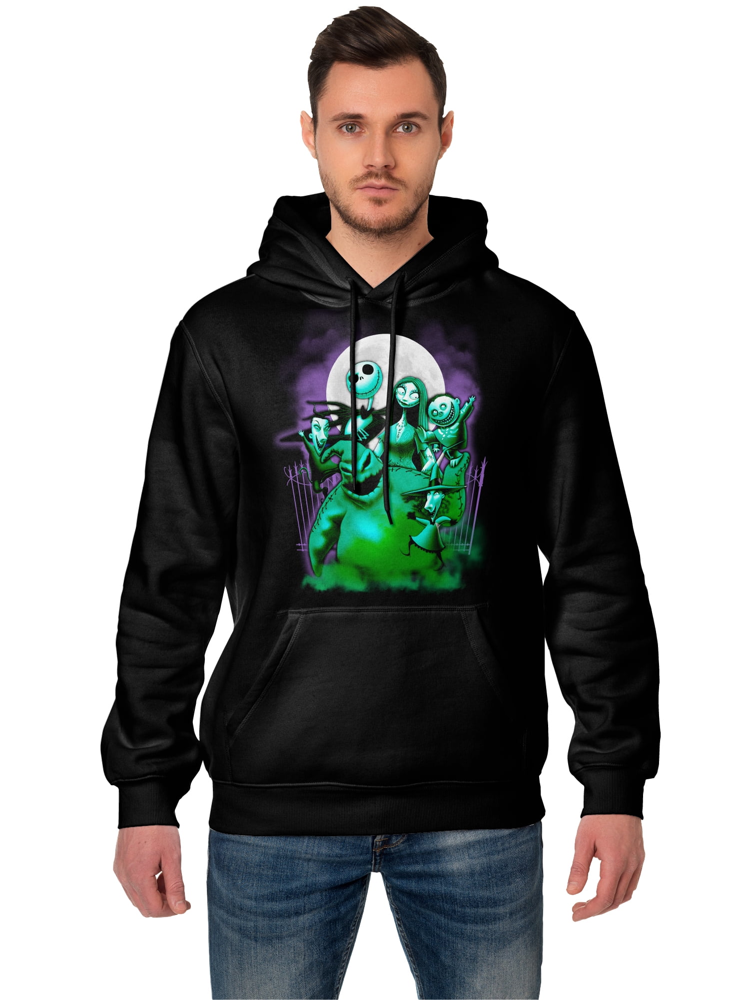 Disney Nightmare Before Christmas Men's & Big Men's Glow In The Dark Graphic Hoodie Sweatshirt, Sizes S-3XL