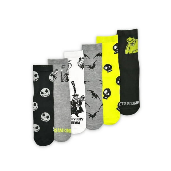 Disney Nightmare Before Christmas Men's Quarter Socks, 6-Pack, Size 8-12