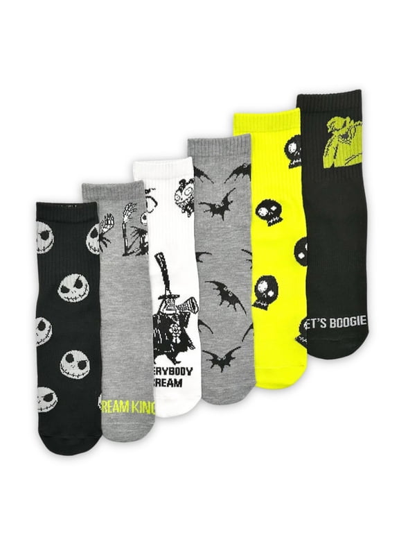 Nightmare Before Christmas Men's Quarter Socks, 6-Pack, Size 8-12