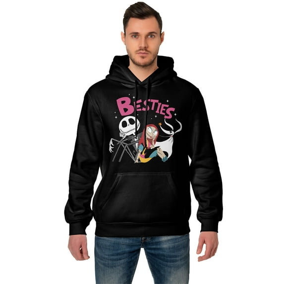 Disney Nightmare Before Christmas Men's and Big Men's Besties Graphic Hoodie Sweatshirt, Sizes S-3XL