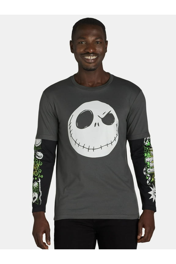 Disney Nightmare Before Christmas Men's and Men's Big & Tall Graphic Tee with Long Sleeves, Sizes S-3XL