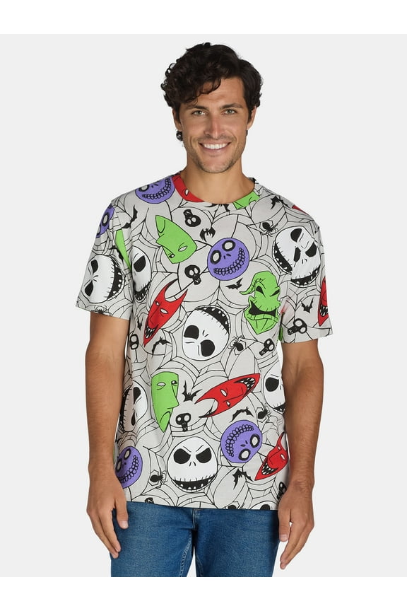 Disney Nightmare Before Christmas Men's and Men's Big & Tall Web Mask Toss Graphic Tee, Sizes S-3XL
