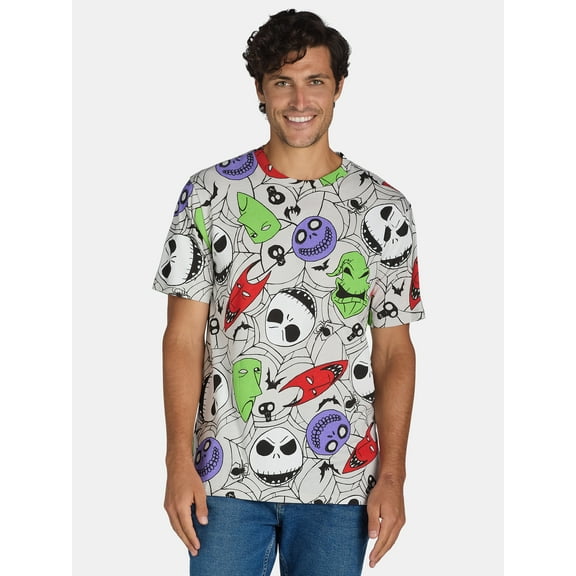 Disney Nightmare Before Christmas Men's and Men's Big & Tall Web Mask Toss Graphic Tee, Sizes S-3XL
