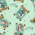 thumbnail image 1 of Disney Nightmare Before Christmas NBX Xmas, Star Crossed Lovers Cotton Mint Green Children's Fabric by the Yard, 1 of 2