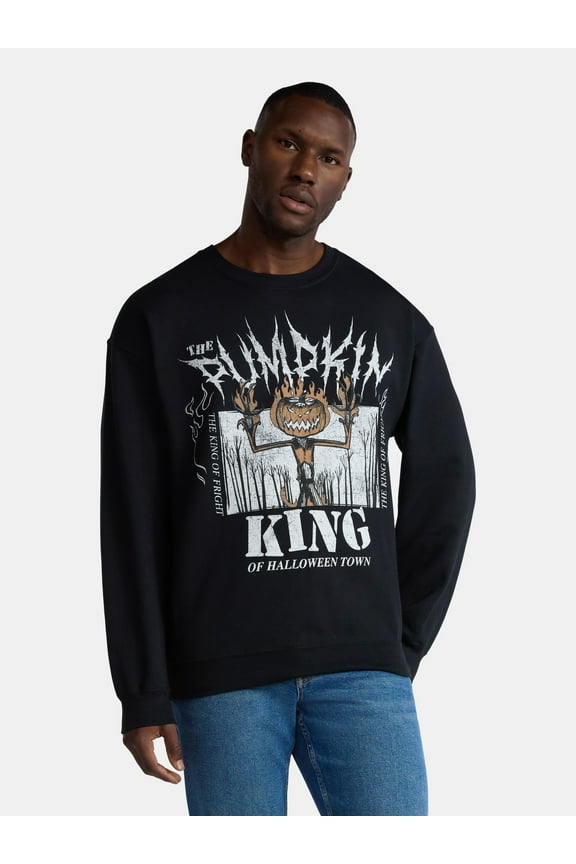 Disney Nightmare Before Christmas Pumpkin King Mens & Big Mens Graphic Fleece Sweatshirt, Sizes S-3XL