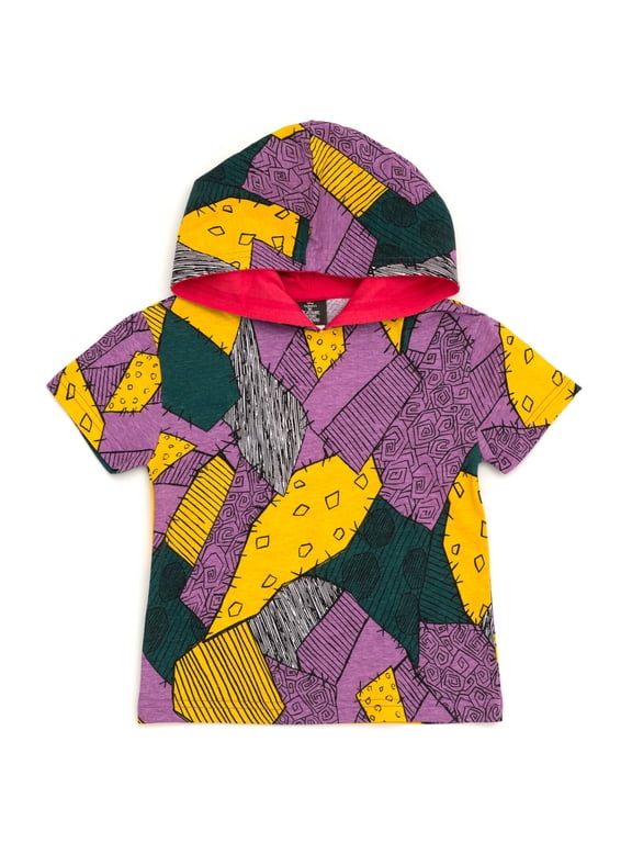 Nightmare Before Christmas Little Girls' Cosplay Short Sleeve Hooded T-Shirt Sally Patchwork Multi