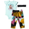 thumbnail image 1 of Disney Nightmare Before Christmas Sally Infant Baby Girls Bodysuit Pants and Headband 3 Piece Outfit Set Newborn to Infant, 1 of 5