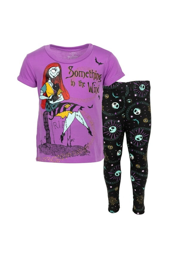 Nightmare Before Christmas Sally Little Girls Fleece T-Shirt and Leggings Outfit Set Toddler to Big Kid