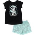 thumbnail image 1 of Disney Nightmare Before Christmas Sally Little Girls T-Shirt and French Terry Shorts Outfit Set Black / Blue 6, 1 of 5