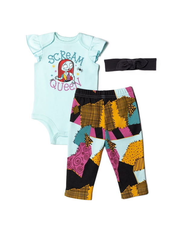 Girl Nightmare Before Christmas Sally Bodysuit Pants and Headband (Infant), 3-Piece Set