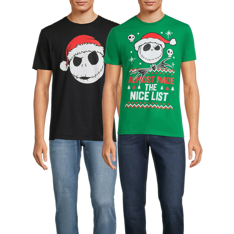 Disney Nightmare Before Christmas Santa Jack Men's & Big Men's Graphic Tees,  2-Pack