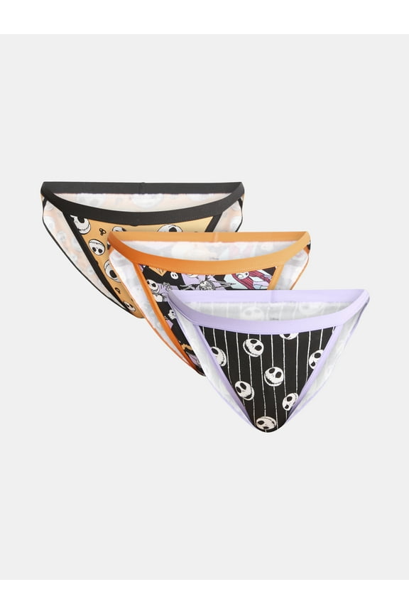 Disney Nightmare Before Christmas Women's Halloween Bikini Panties, 3-Pack, Sizes S-XXL