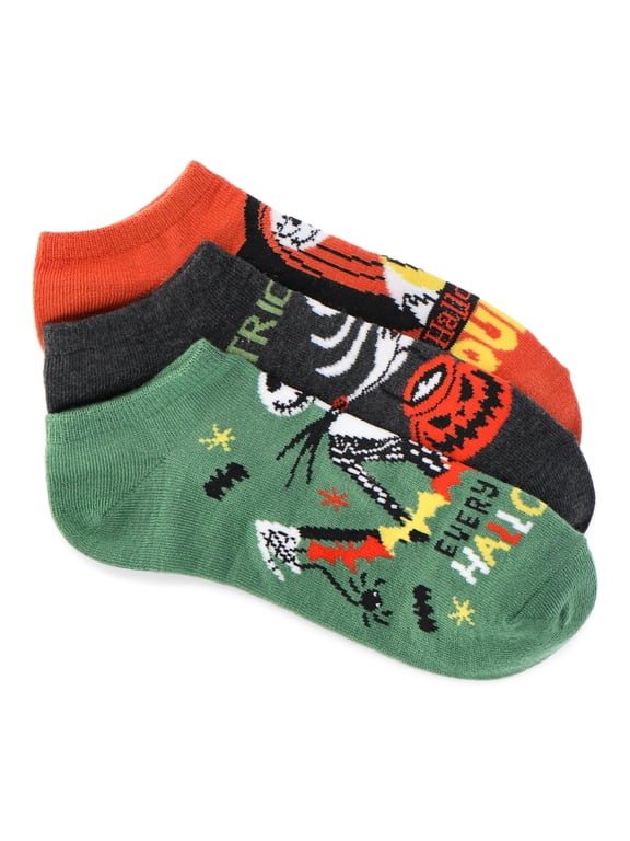 Nightmare Before Christmas, Women's Halloween No-Show Socks, 3-Pack, Size 4-10