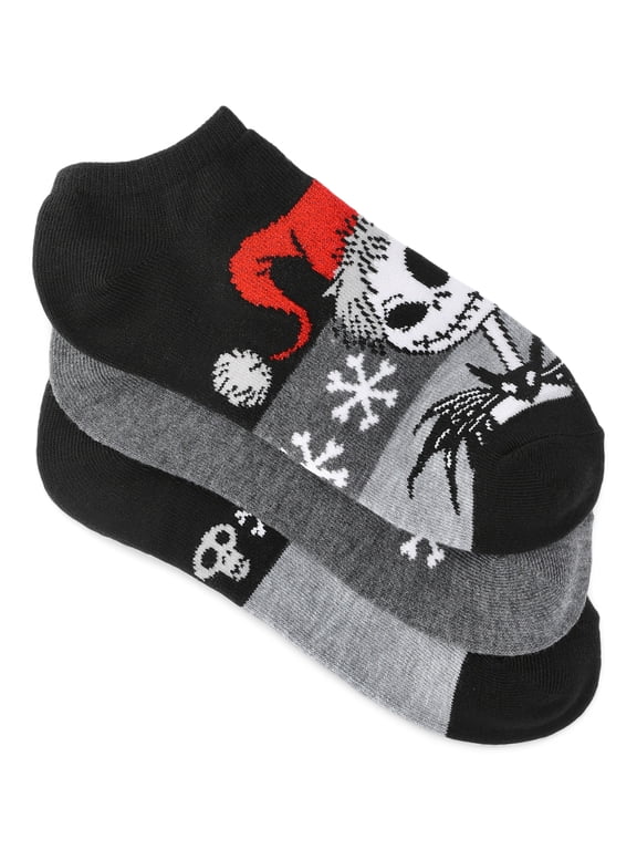 Nightmare Before Christmas Women's Holiday No-Show Socks, 3-Pack, Size 4-10