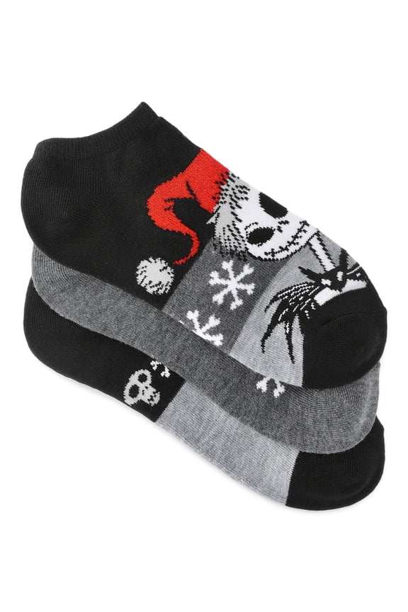 Nightmare Before Christmas Women's Holiday No-Show Socks, 3-Pack, Size 4-10