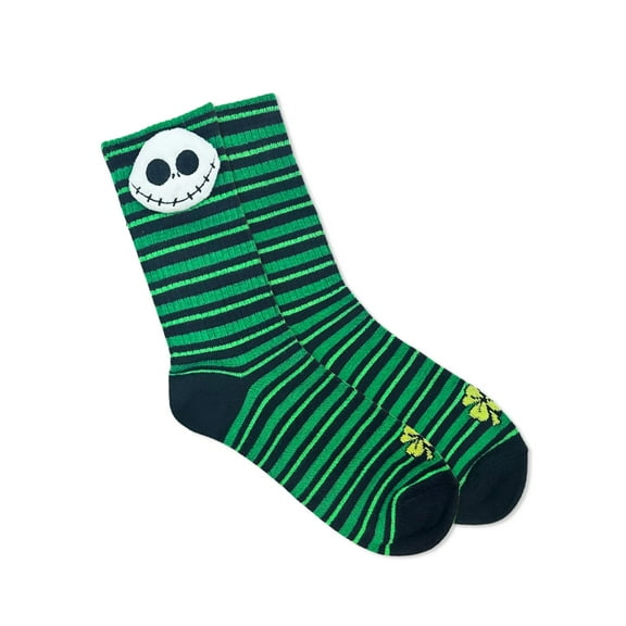 Disney Nightmare Before Christmas Women's St. Patrick's Day Pom Crew Socks, 1-Pack, Size 4-10