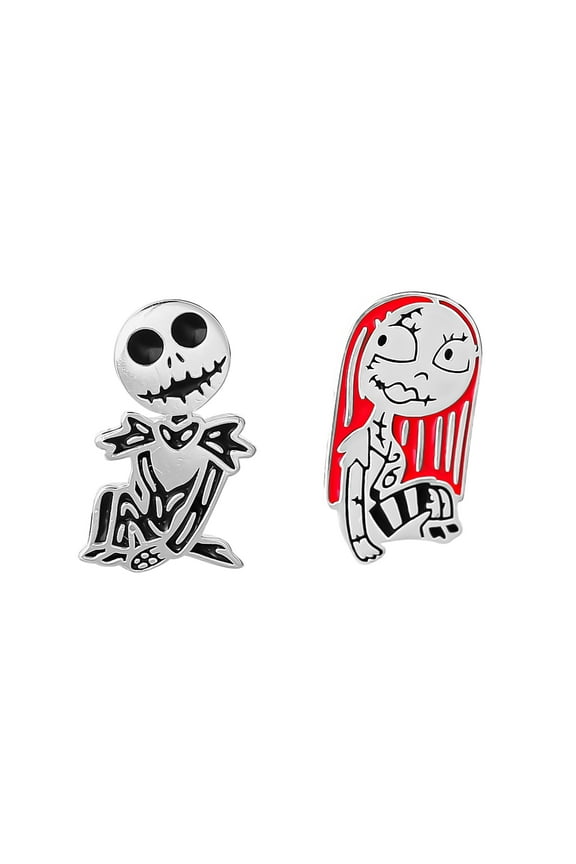 Nightmare Before Christmas Women's Sterling Silver Mismatched Stud Earrings