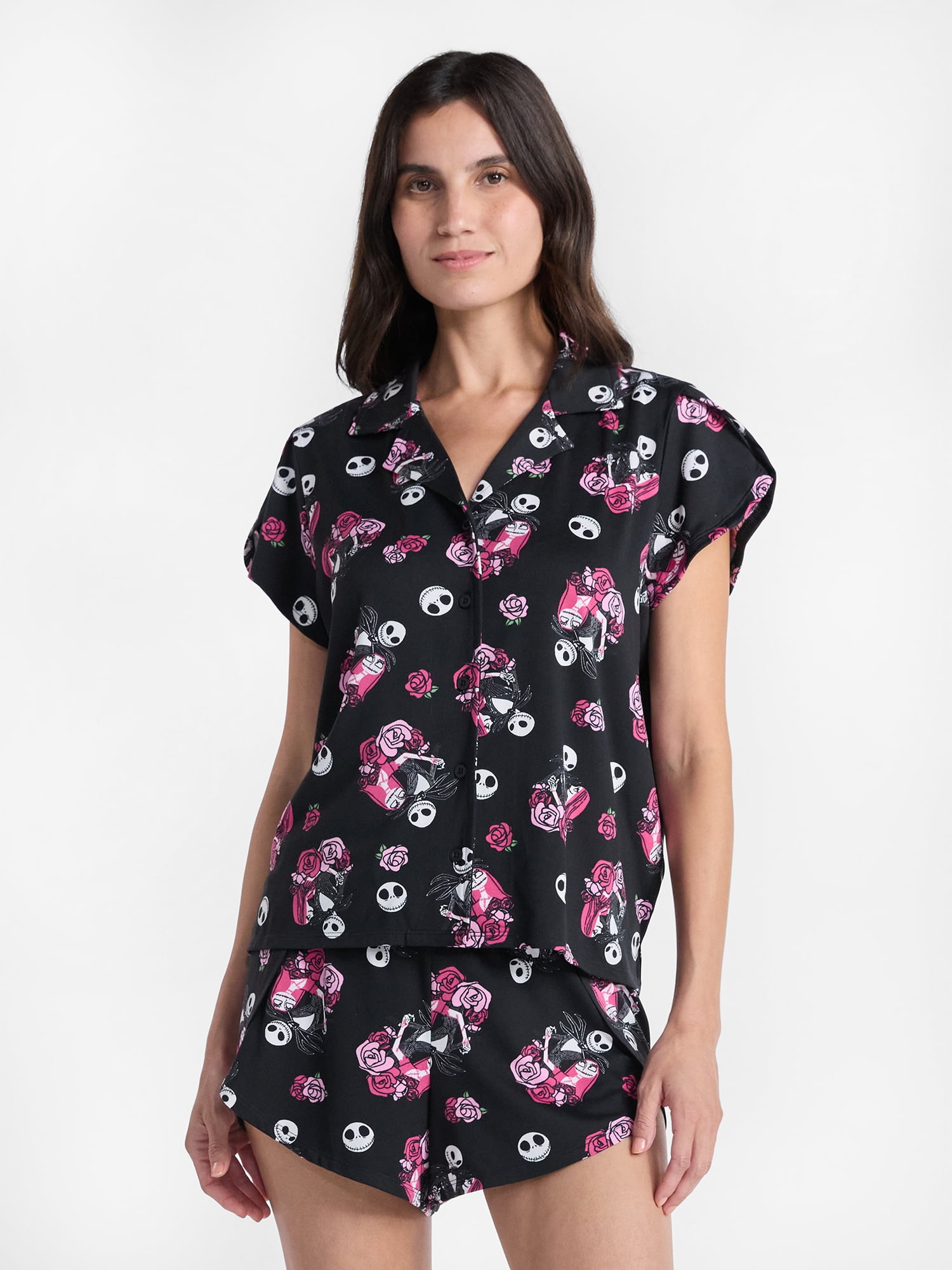 Disney Nightmare Before Christmas Women's Valentine's Day Shorty Pajama Set, 2-Piece, Sizes XS-3X