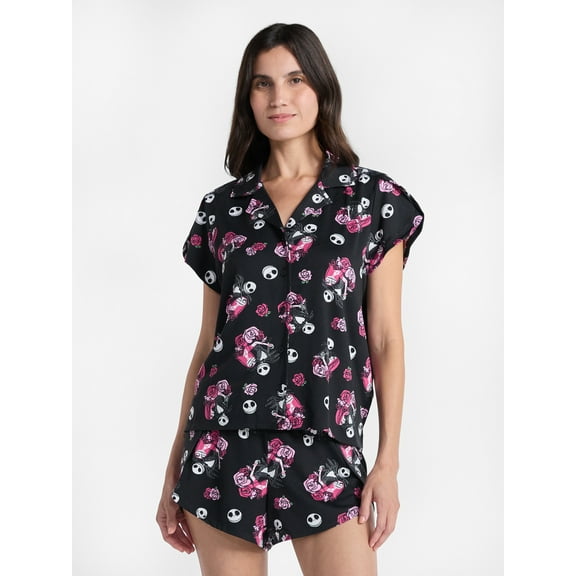 Disney Nightmare Before Christmas Women's Valentine's Day Shorty Pajama Set, 2-Piece, Sizes XS-3X