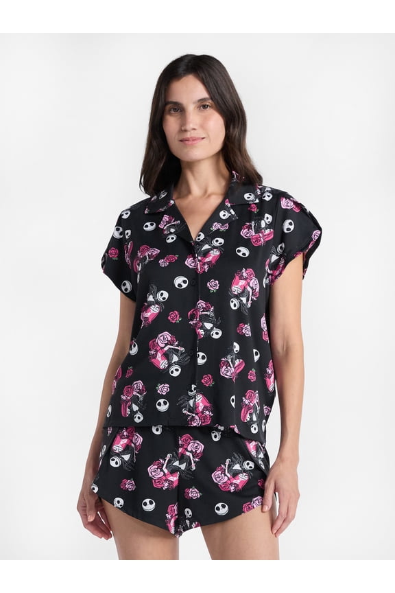 Nightmare Before Christmas Women's Valentine's Day Shorty Pajama Set, 2-Piece, Sizes XS-3X