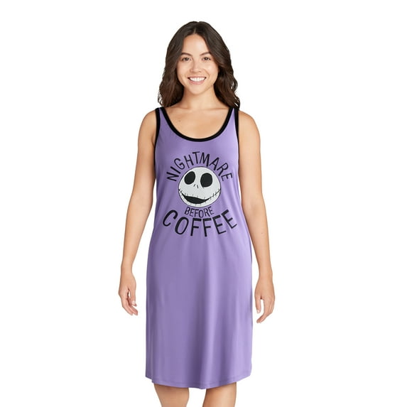 Disney Nightmare Before Christmas Women’s and Women’s Plus Sleep Tank Dress, Sizes XS-3X