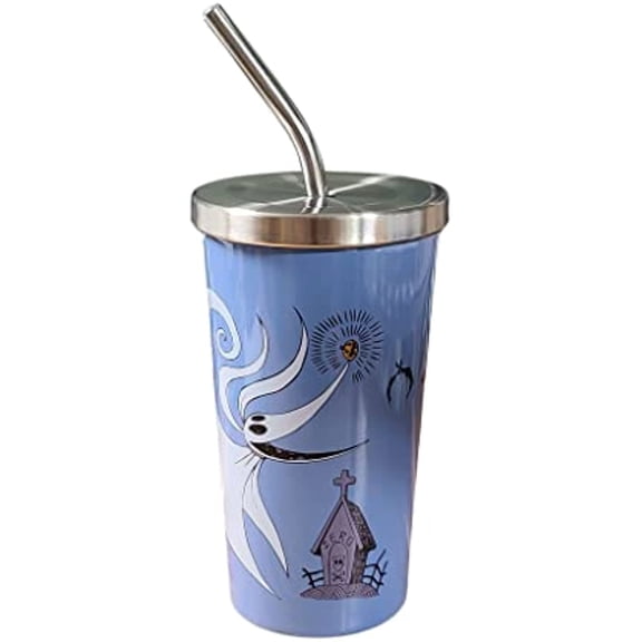 Disney Nightmare Before Christmas Zero Blue Metal Tumbler with Straw 15 oz