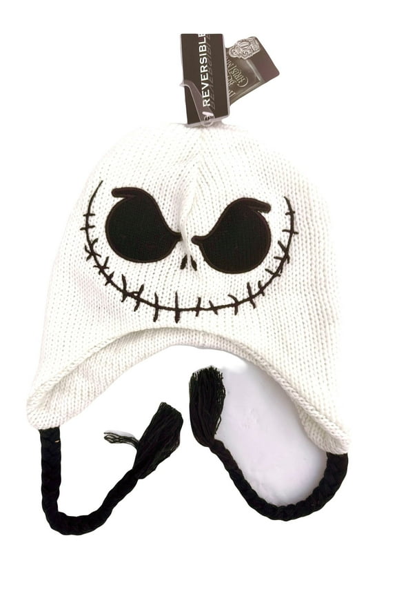 Nightmare Before Christmas white Jack Peruvian Reversible Beanie Hat