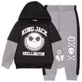 thumbnail image 1 of Disney Nightmare Before Christmas Boys Matching Sets Pullover Hoodie and Jogger Fleece Set 2 Piece Bundle with Jack Skellington Graphic Logo Print Sweatpants Set for Kids (Size 4-12), 1 of 9