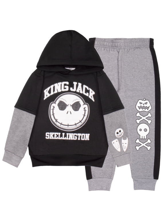 Nightmare Before Christmas Halloween Costume Layering Hoodie and Jogger Set (Little and Big Boys), 2-Piece Sizes 4-6