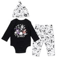 thumbnail image 1 of Disney Nightmare Before Christmas Jack Skellington Zero Lock, Shock, and Barrel Infant Baby Boys Bodysuit Pants and Hat 3 Piece Outfit Set Newborn to Infant, 1 of 5