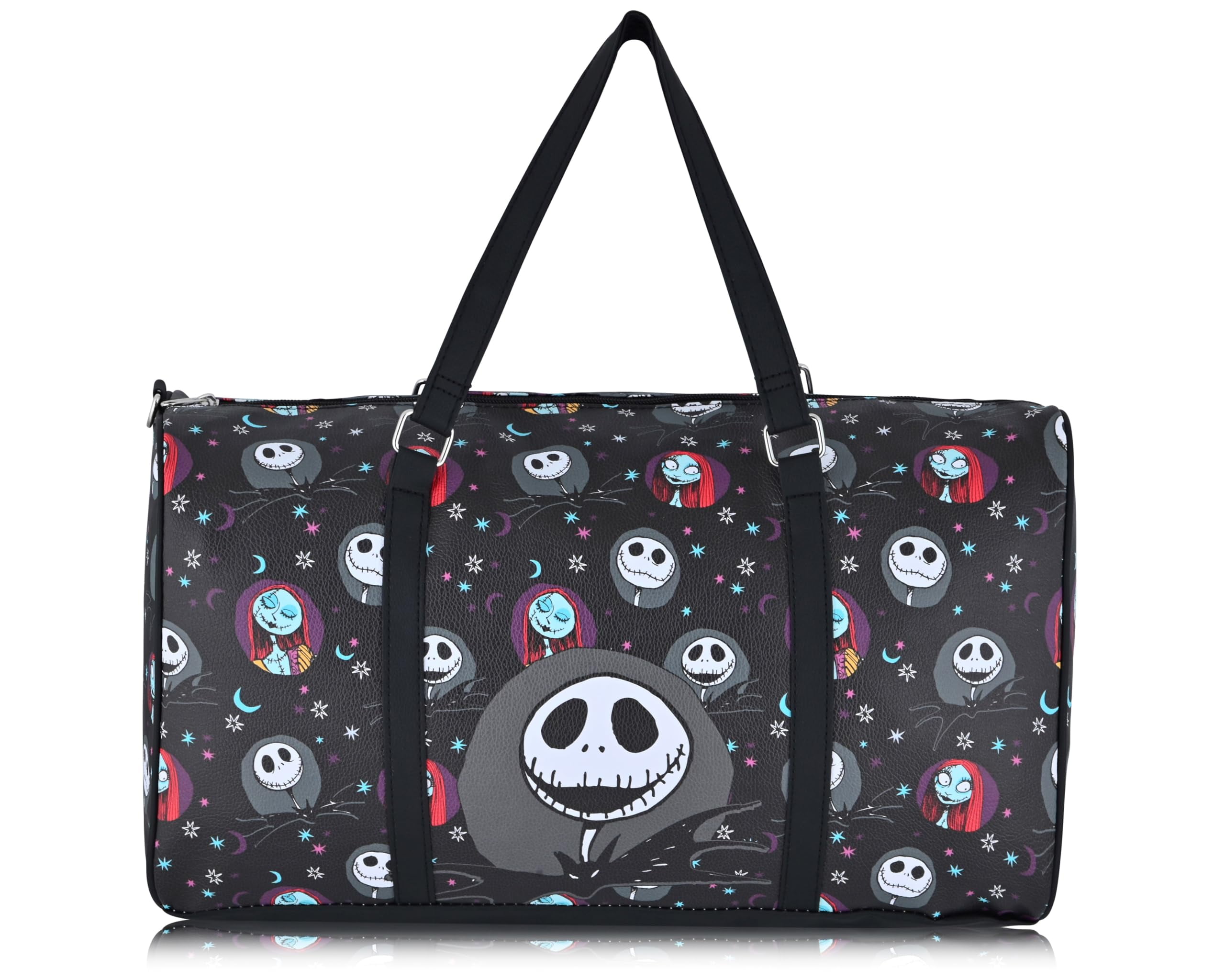 Disney Nightmare Before Christmas Duffle Bag  Jack Skellington & Sally 16" Travel Bag  Overnight Weekender Bag with Shoulder Strap  Ages 3+