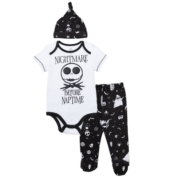 Disney Nightmare Print Romper Hat Pant Outfit Set (Infant Boy's)