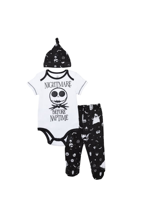 Nightmare Print Romper Hat Pant Outfit Set (Infant Boy's)