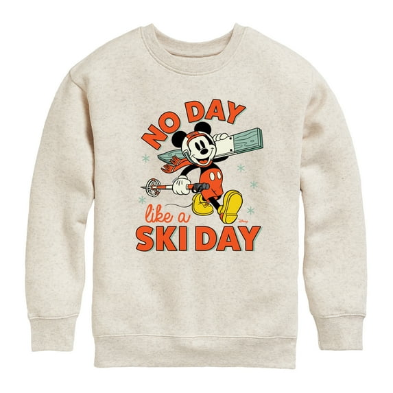 Disney - No Day Like A Ski Day - Toddler & Youth Crewneck Fleece Sweatshirt