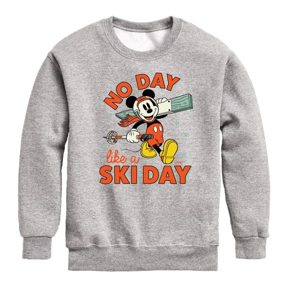 Disney - No Day Like A Ski Day - Toddler & Youth Crewneck Fleece Sweatshirt