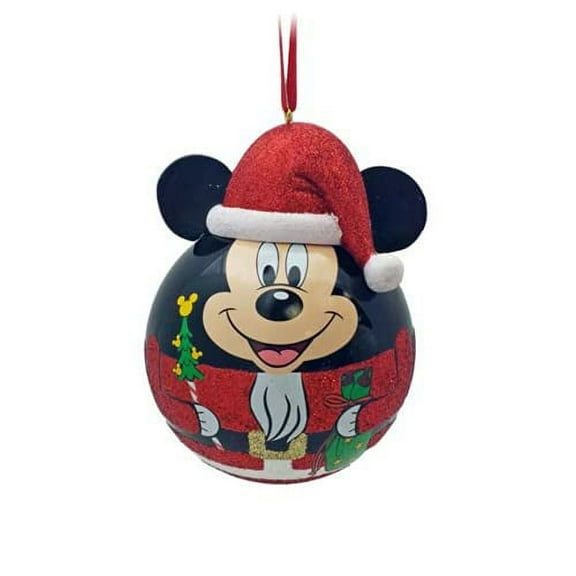 Disney Nutcracker Santa Mickey Glitter Ball Ornament