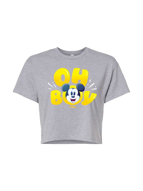 - Oh Boy Mickey Face Women's Cropped Graphic T-Shirt