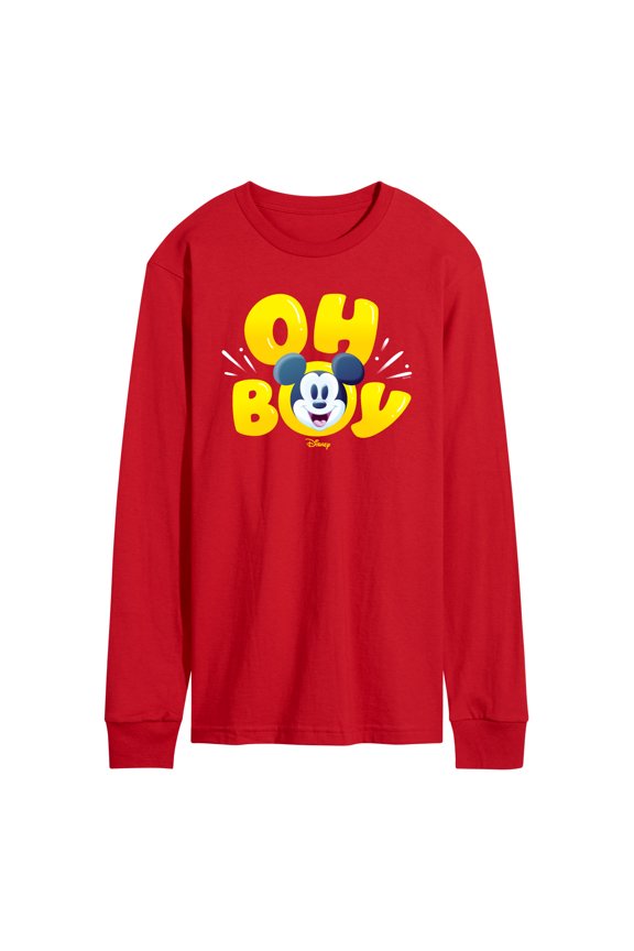 - Oh Boy Mickey Face Long Sleeve Graphic T-Shirt
