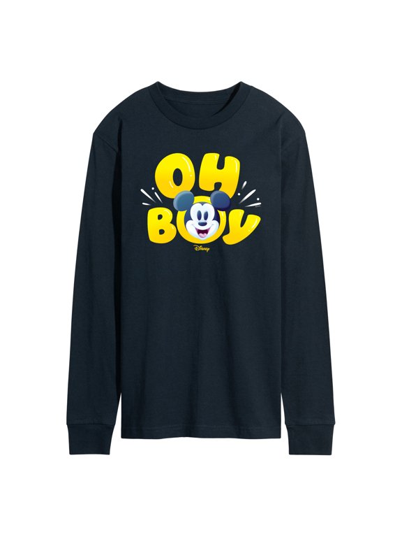 - Oh Boy Mickey Face Men's Long Sleeve Graphic T-Shirt