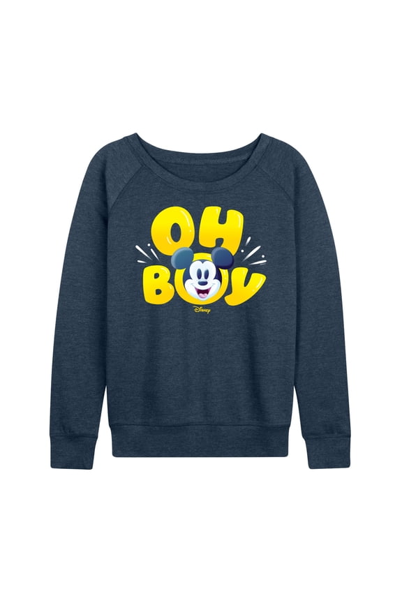 - Oh Boy Mickey Face - Women's Lightweight French Terry Long Sleeve Shirt