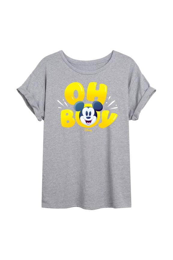 - Oh Boy Mickey Face Oversized Graphic T-Shirt