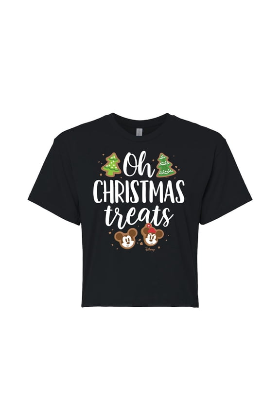 - Oh Christmas Treats - Juniors Cropped Cotton Blend T-Shirt