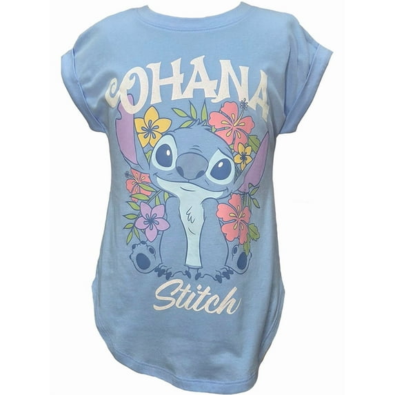 Disney Ohana Stitch Floral Youth Girls Fashion Top