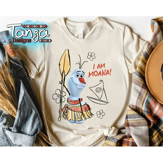 Disney Olaf I Am Moana Presents Moana Costume Sketch T-Shirt, WDW Magic Kingdom Disneyland Family Vacation Holiday Gift Shirt