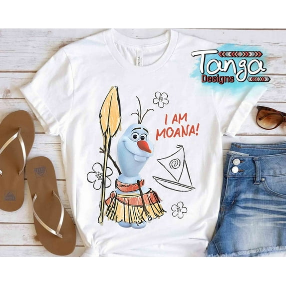Disney Olaf I Am Moana Presents Moana Costume Sketch T-Shirt, WDW Magic Kingdom Disneyland Family Vacation Holiday Gift Shirt