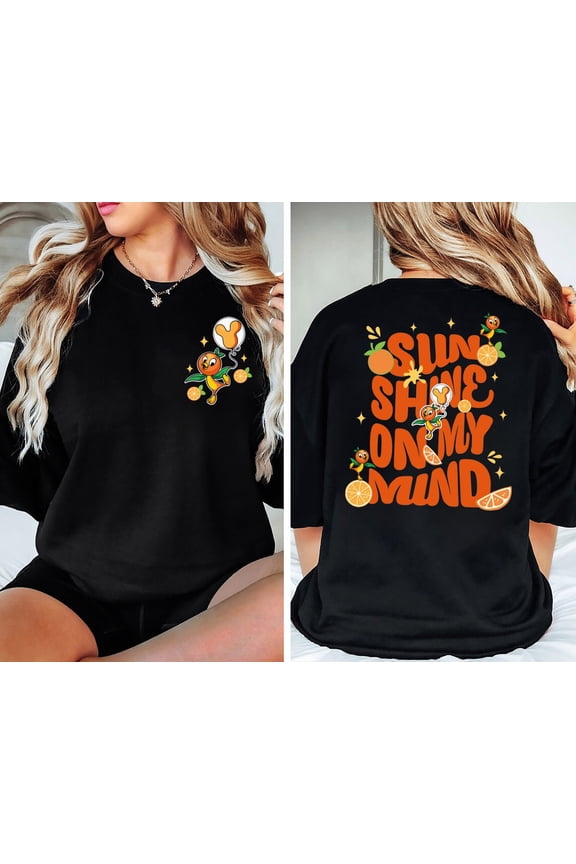 Disney Orange Bird 2 Sided T-Shirt, Sunshine On My Mind Disneyworld, Summer Vacation, Flower Garden Festival 2025 Shirt, Disneyland Trip Tee,Black color,size L