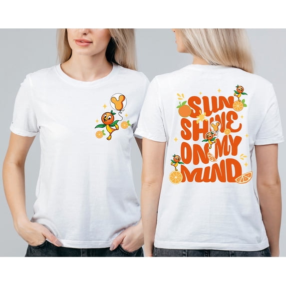 Disney Orange Bird 2 Sided T-Shirt, Sunshine On My Mind Disneyworld Tee, Summer Vacation, Flower Garden Festival 2025 Shirt, Disneyland Trip,White color,size L
