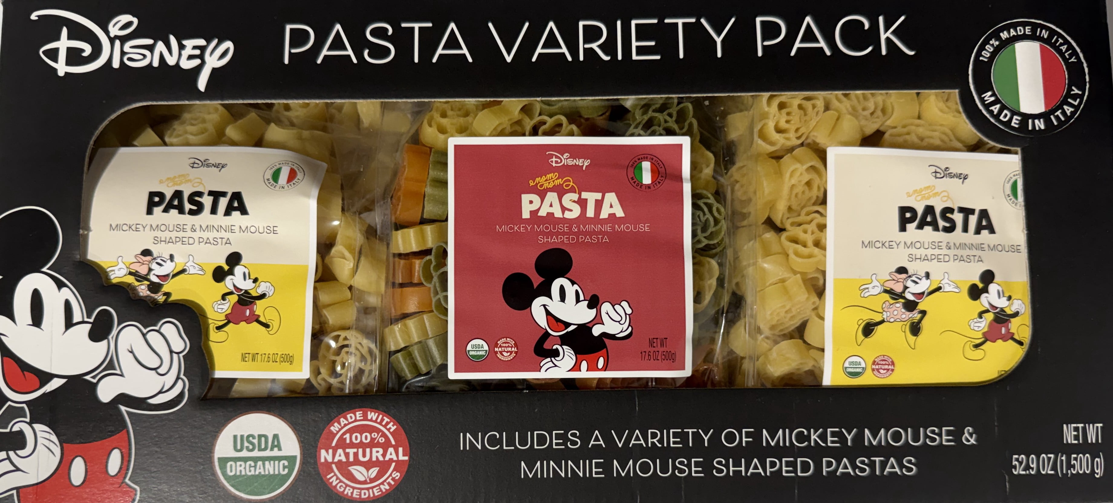Disney Organic Mickey & Friends Pasta Variety Pack, Traditional & Tricolor, 52.9 oz (3 Pack)
