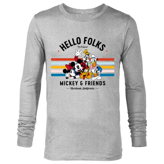 Disney Original Mickey & Friends Hello Folks Retro Vintage - Long Sleeve T-Shirt for Men - Customized-Athletic Heather