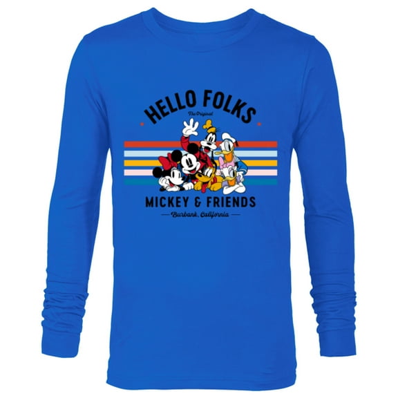 Disney Original Mickey & Friends Hello Folks Retro Vintage - Long Sleeve T-Shirt for Men - Customized-Navy